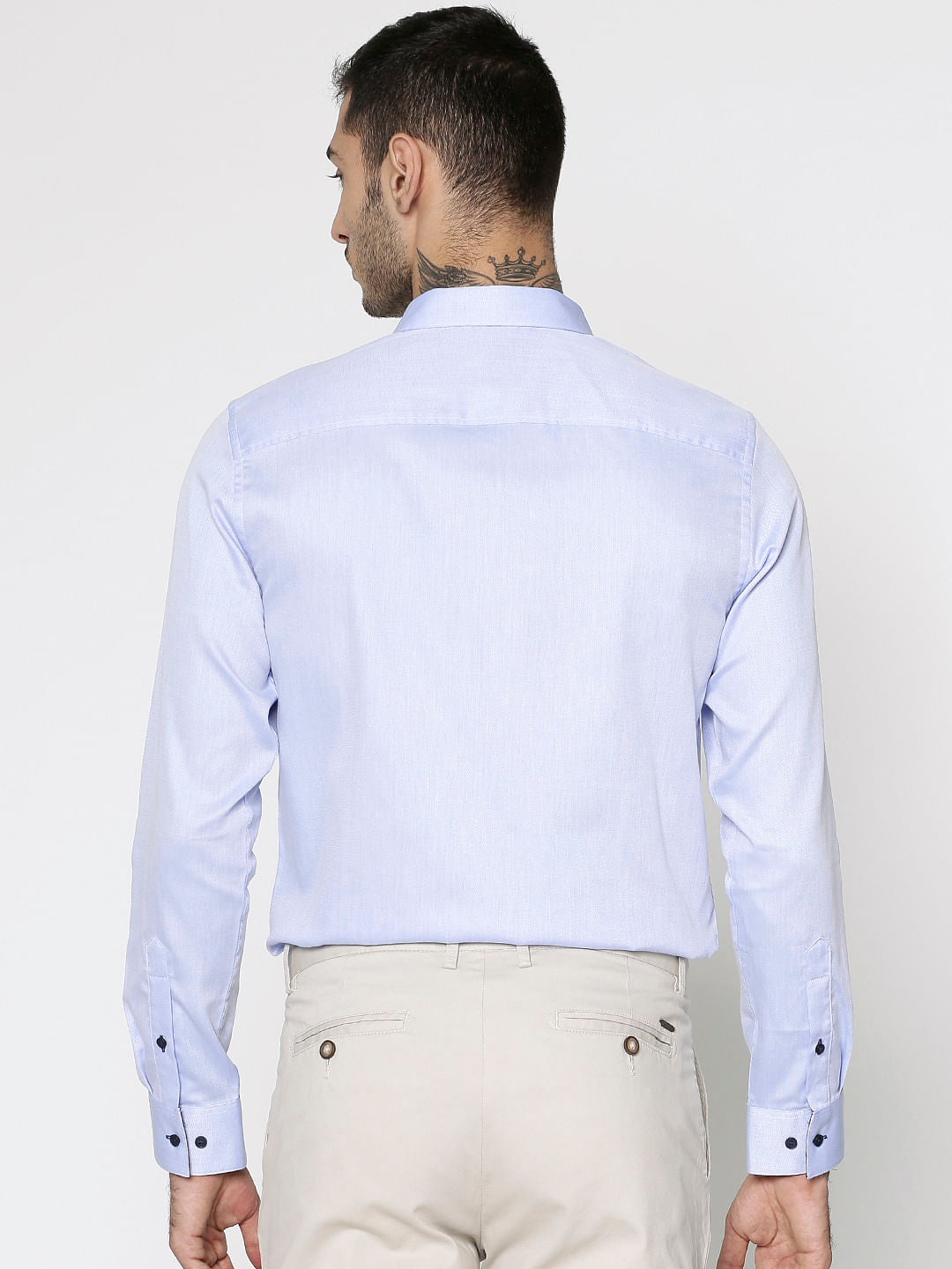 Blue Dobby Slim Fit Full Sleeves Shirt