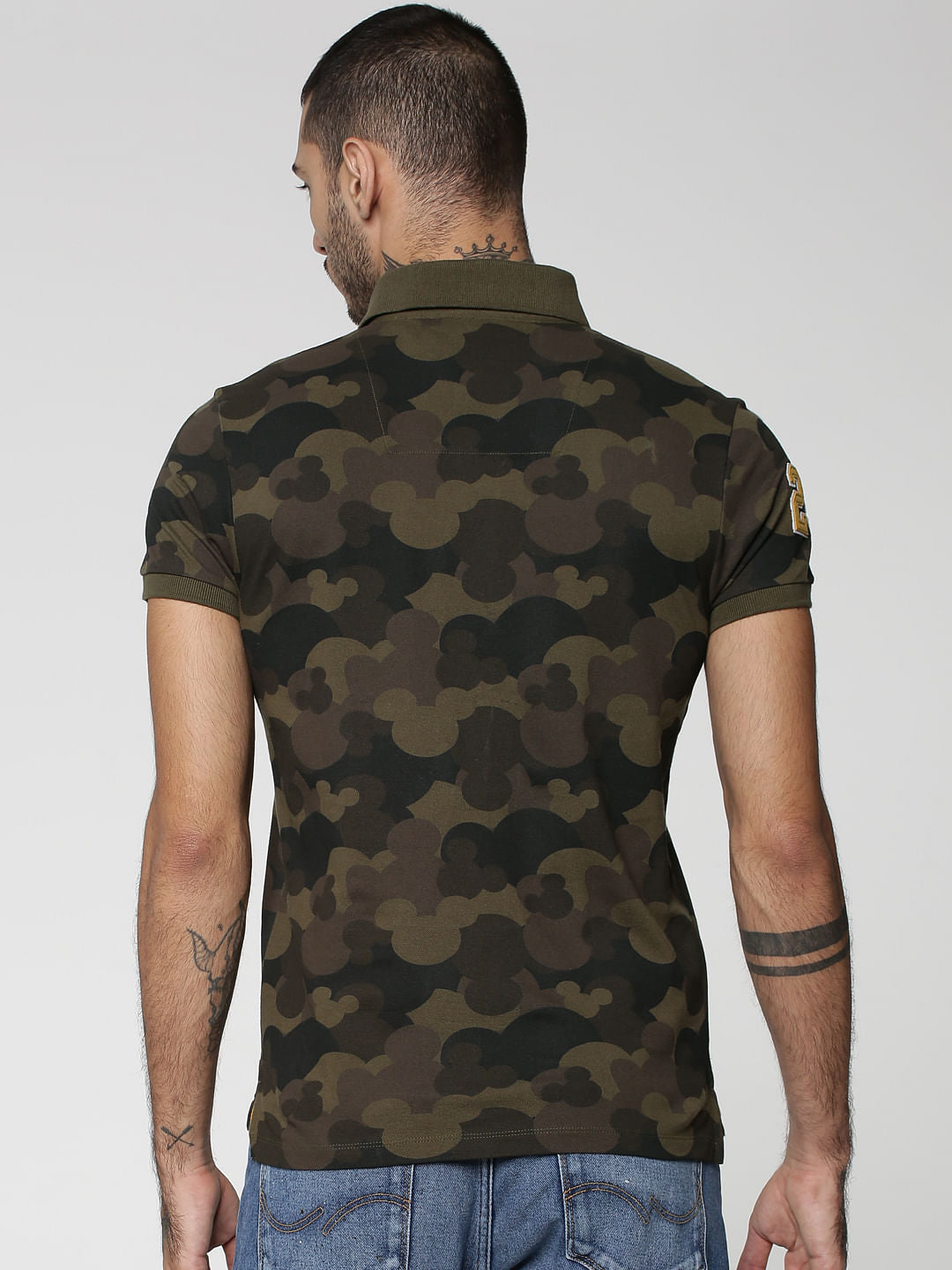 Mickey Olive Green Mickey Mouse Camo Print Polo T-Shirt