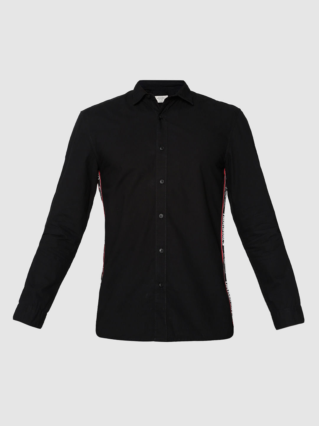 Black Side Tape Full Sleeves Shirt