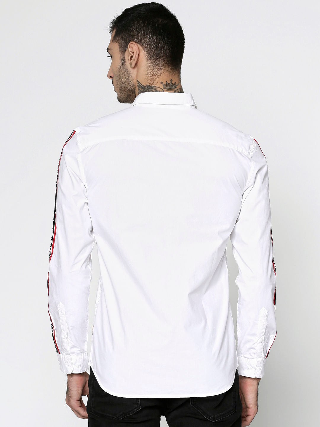 White Side Tape Full Sleeves Shirt
