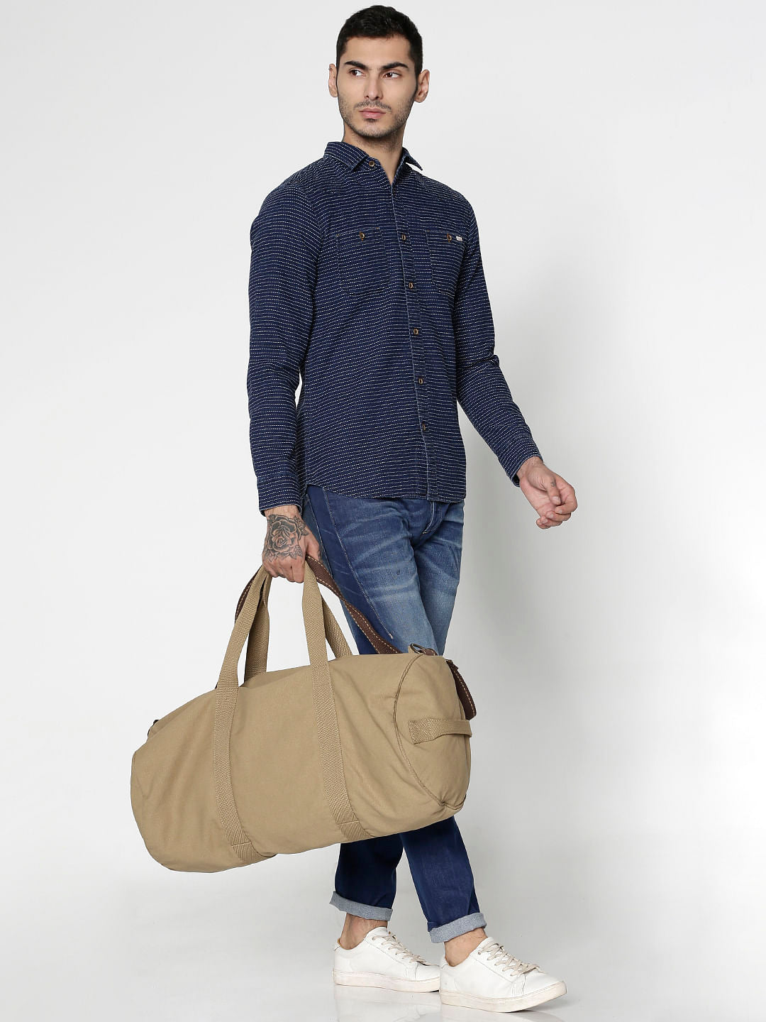 Blue Striped Dobby Slim Fit Full Sleeves Shirt