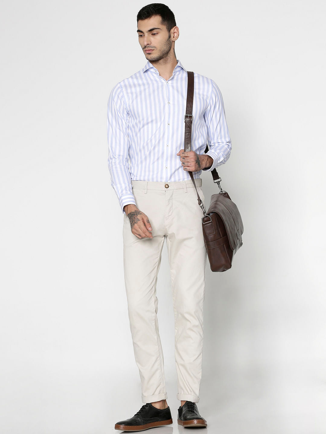 Blue Striped Full Sleeves Shirt