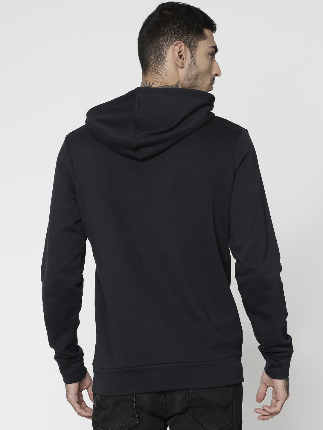 Black Logo Print Hooded Sweatshirt