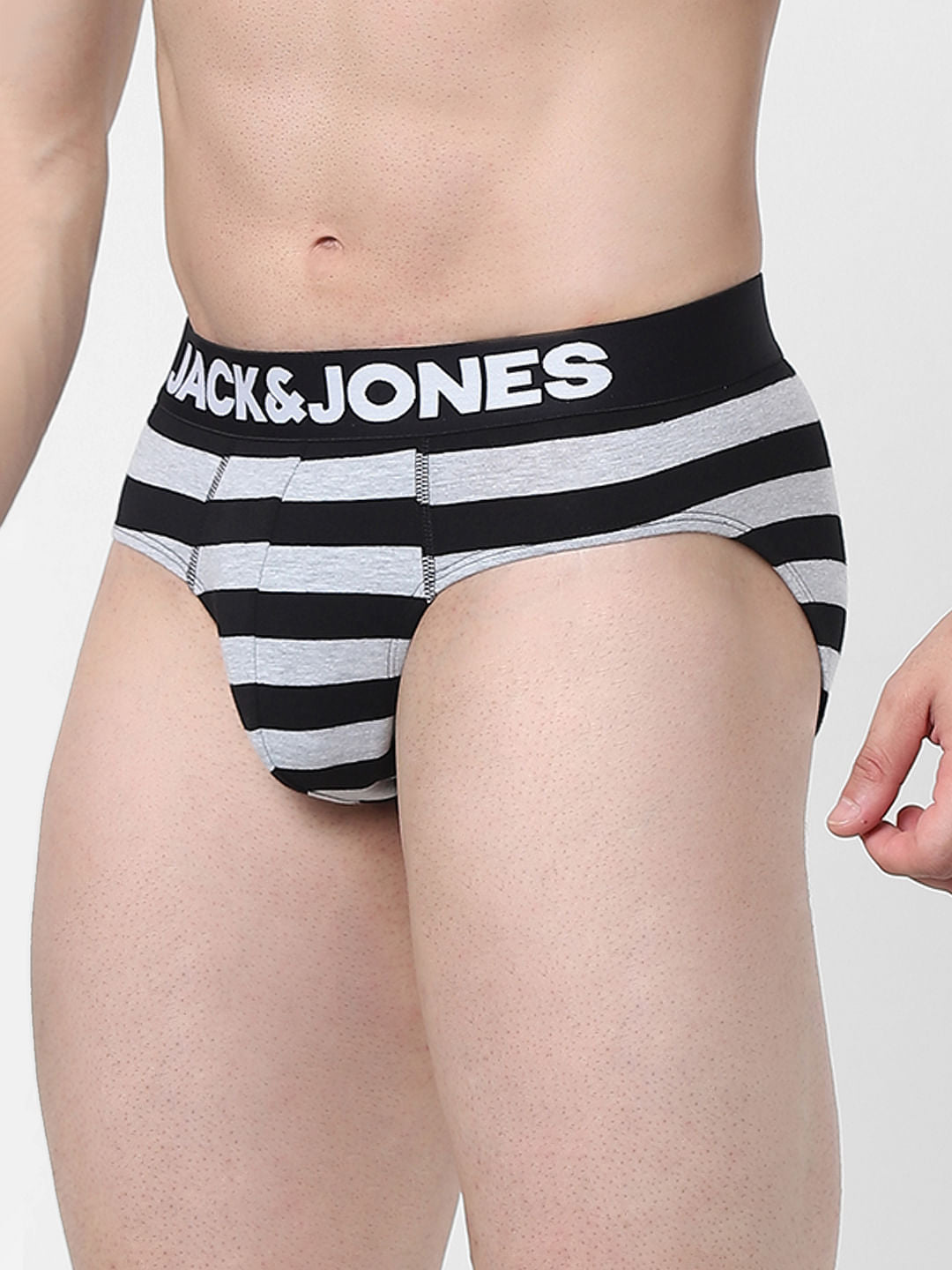 Black & Grey Striped Briefs