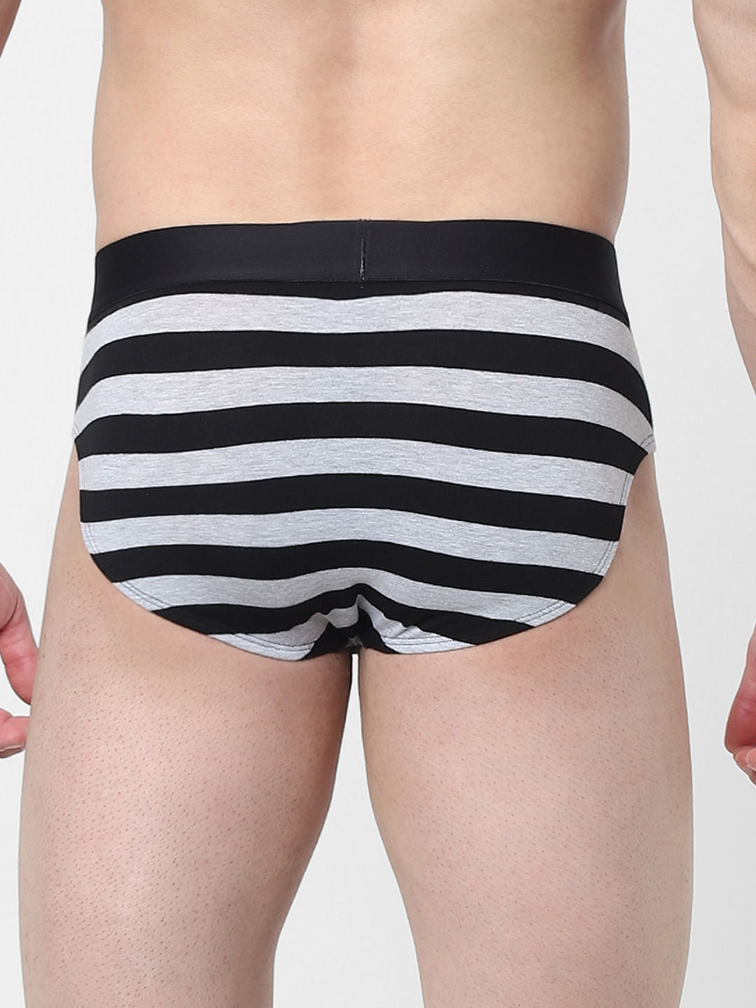 Black & Grey Striped Briefs