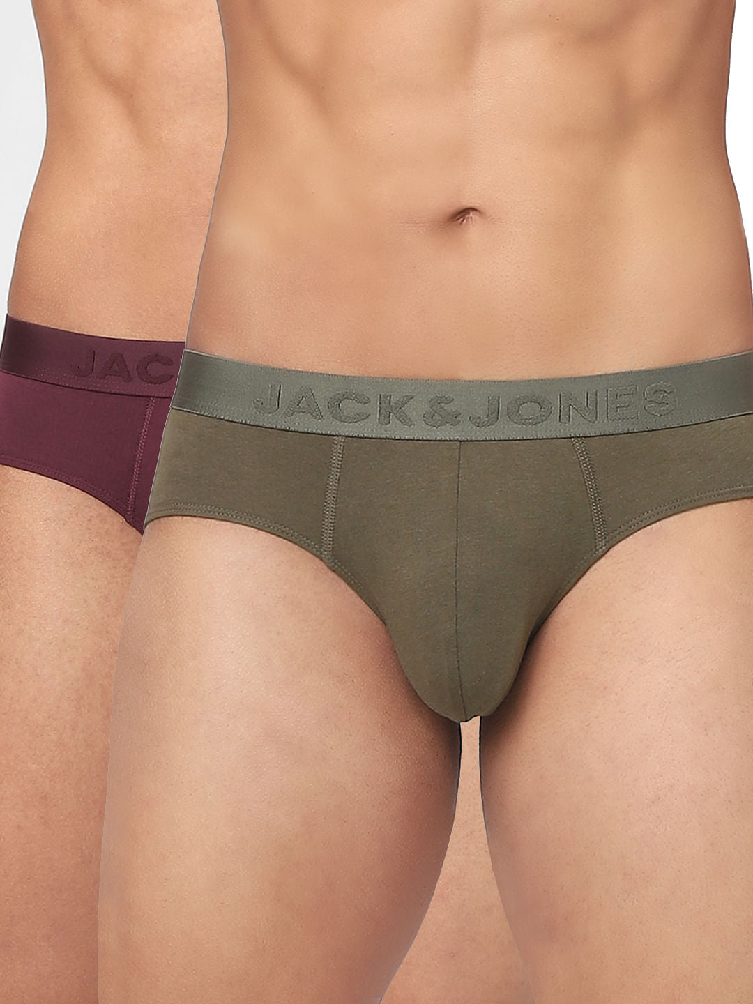 Pack Of 2 Green & Maroon Briefs - S