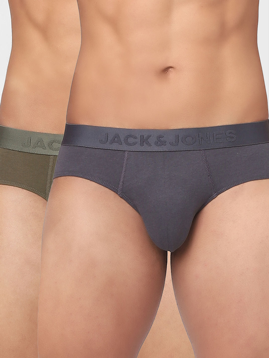 Pack Of 2 Grey & Green Briefs - S