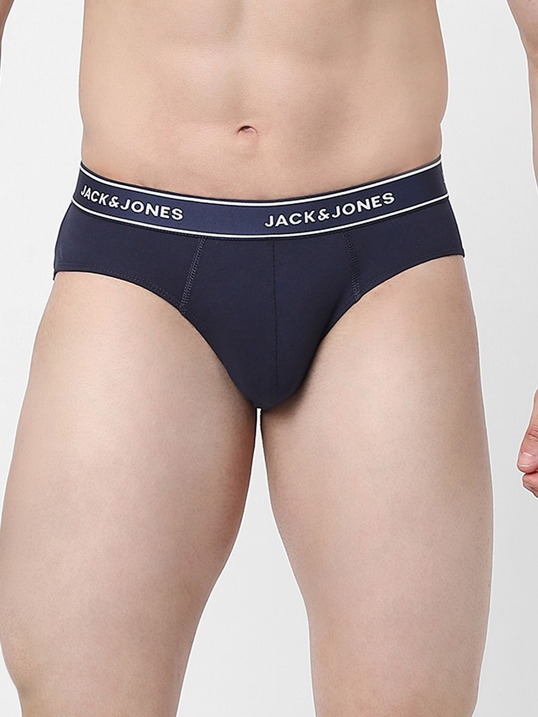 Black & Navy Blue Logo Print Briefs - Pack of 2