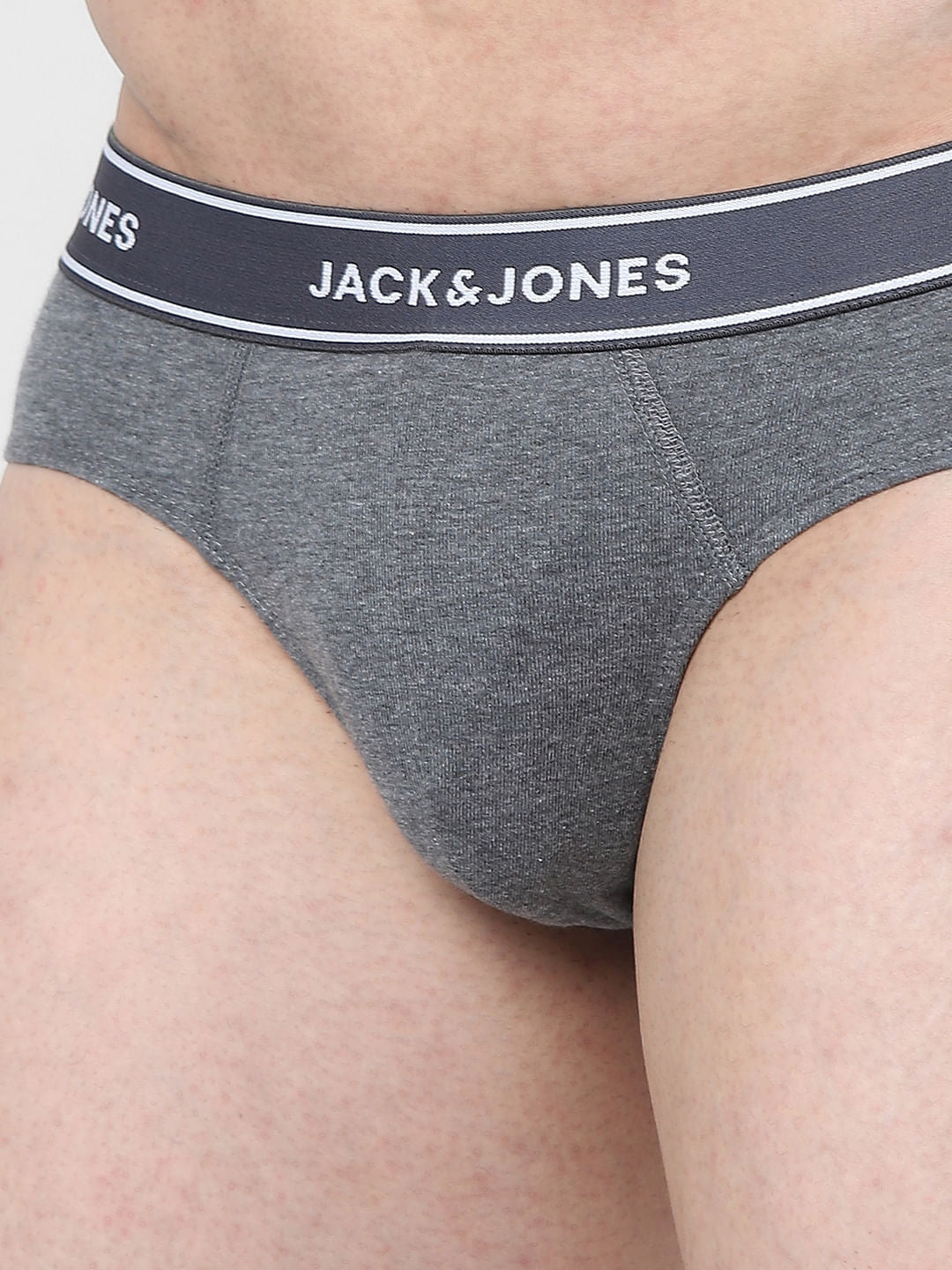 Grey & Navy Blue Logo Print Briefs - Pack of 2