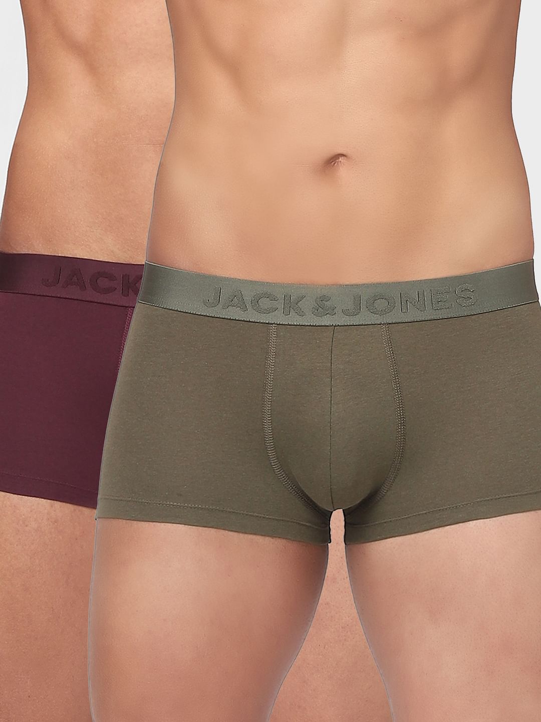 Pack Of 2 Green & Maroon Trunks - S