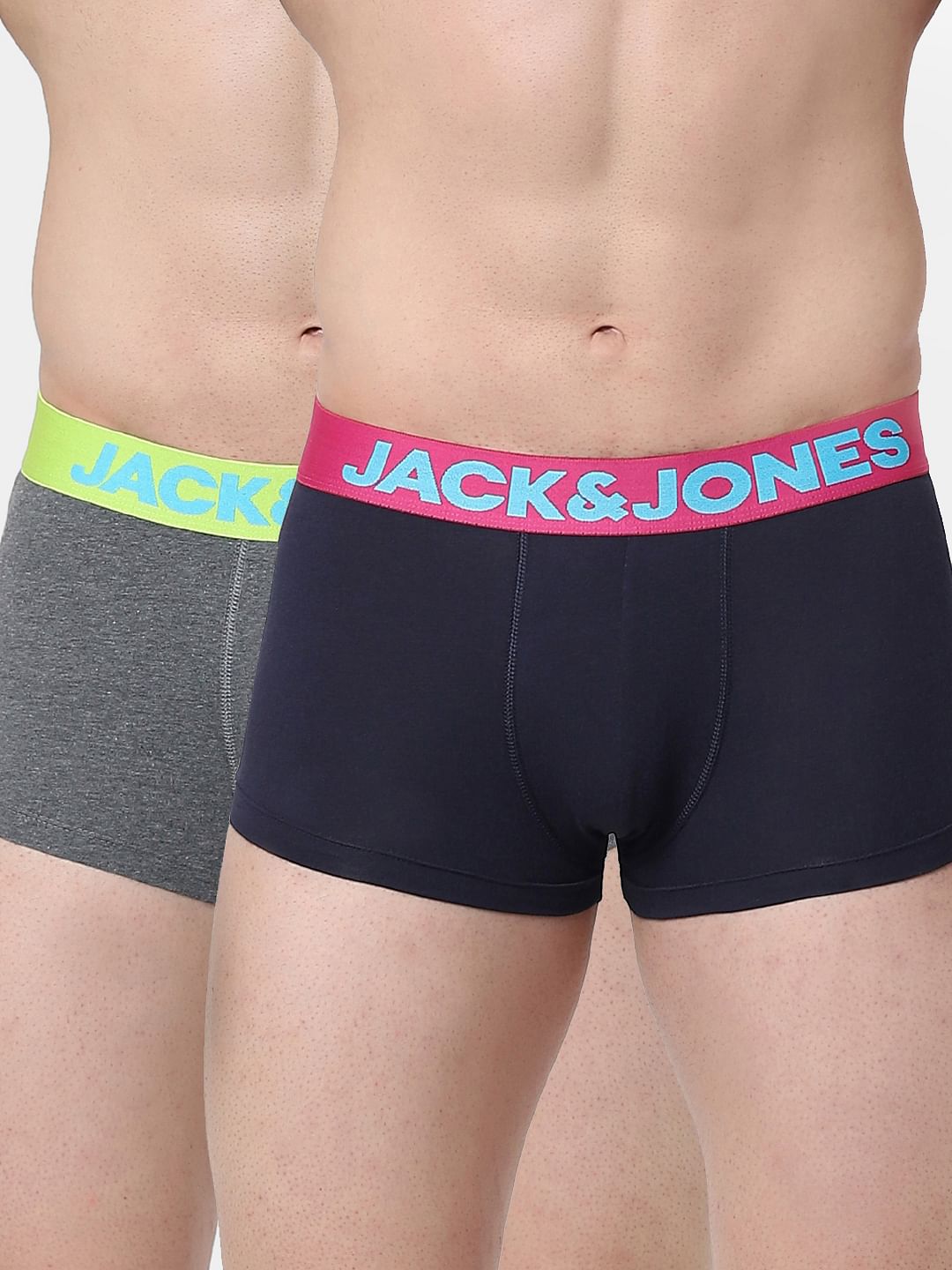 Pack of 2 Navy Blue & Grey Logo Print Trunks