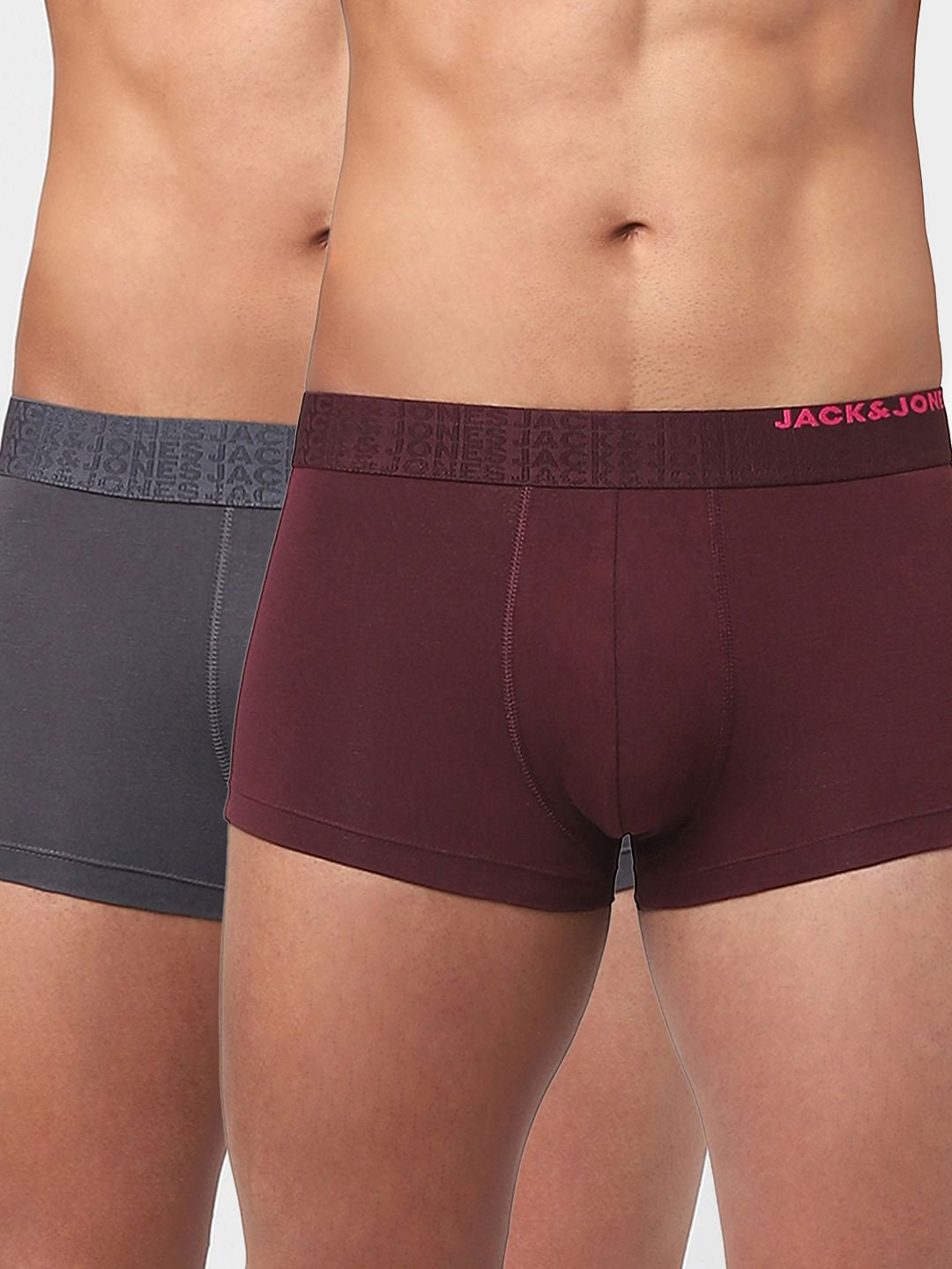 Pack Of 2 Grey & Maroon Trunks - S