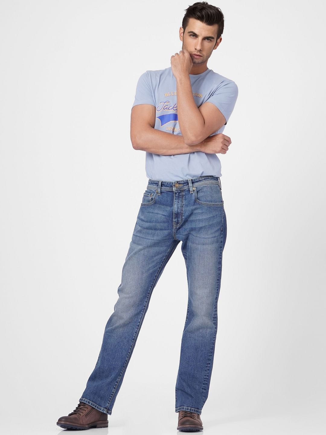 Blue High Rise Bootcut Jeans