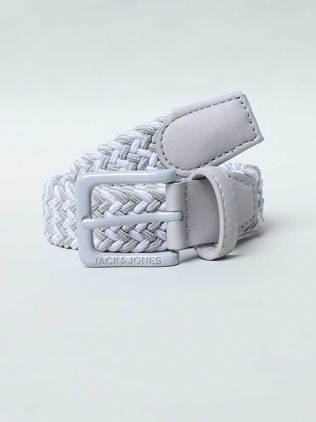 Boys Light Grey Braided Belt