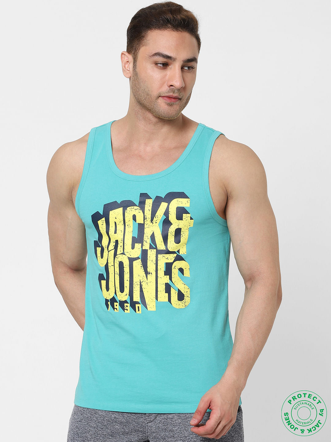Blue Logo Print Vest
