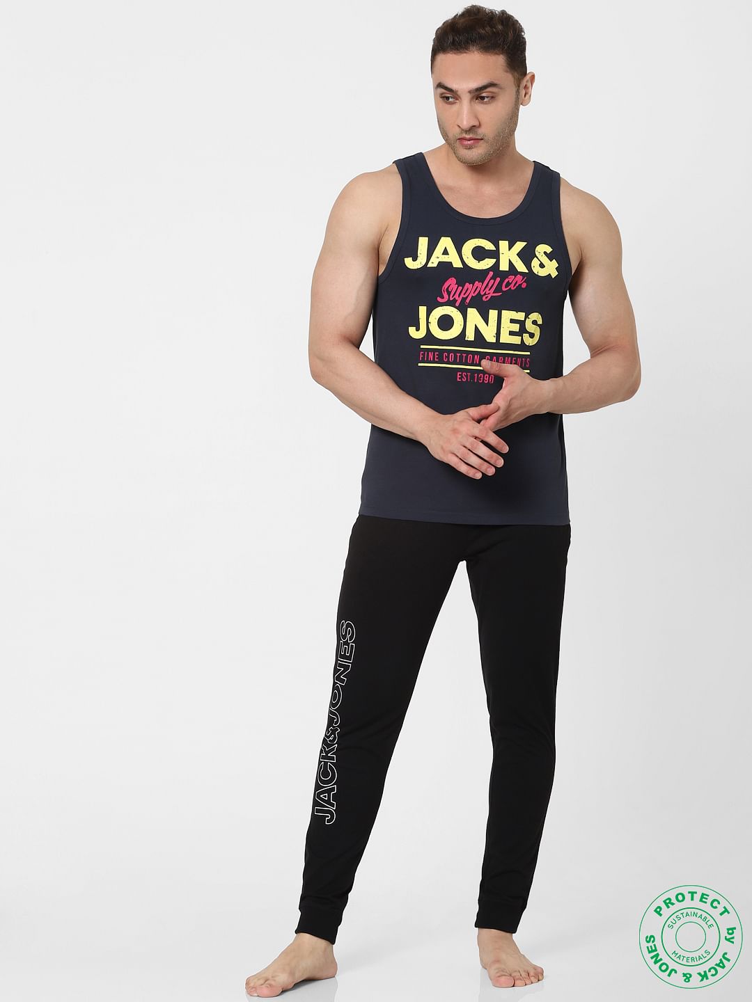 Dark Blue Logo Print Vest - S