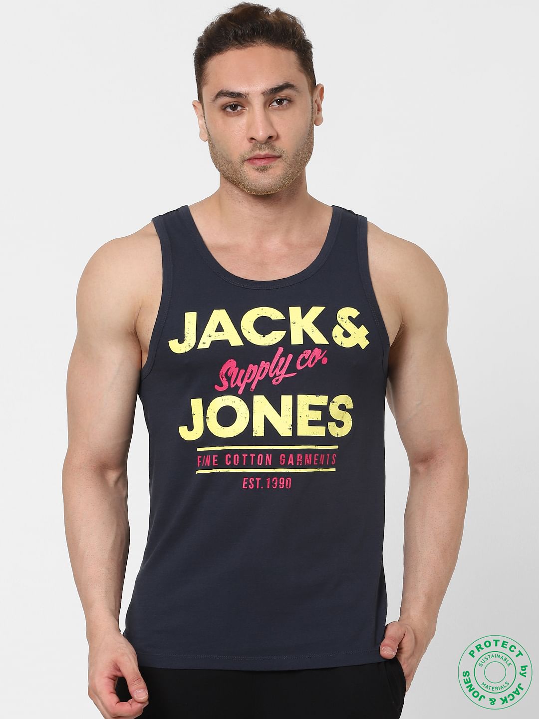 Dark Blue Logo Print Vest