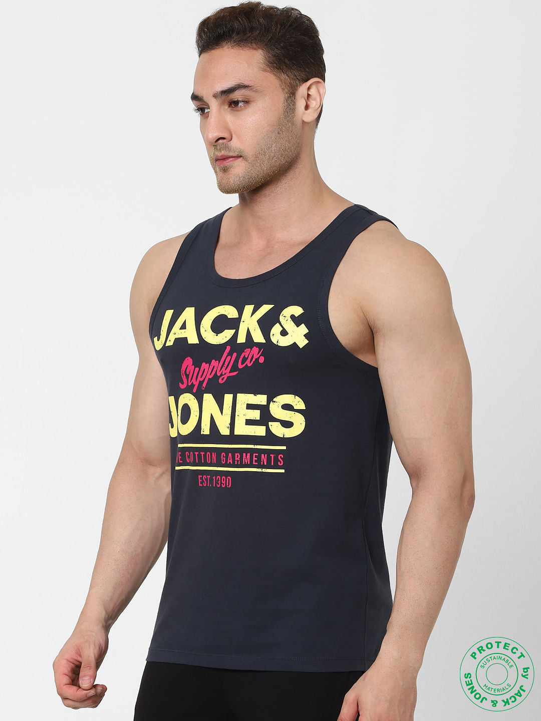 Dark Blue Logo Print Vest