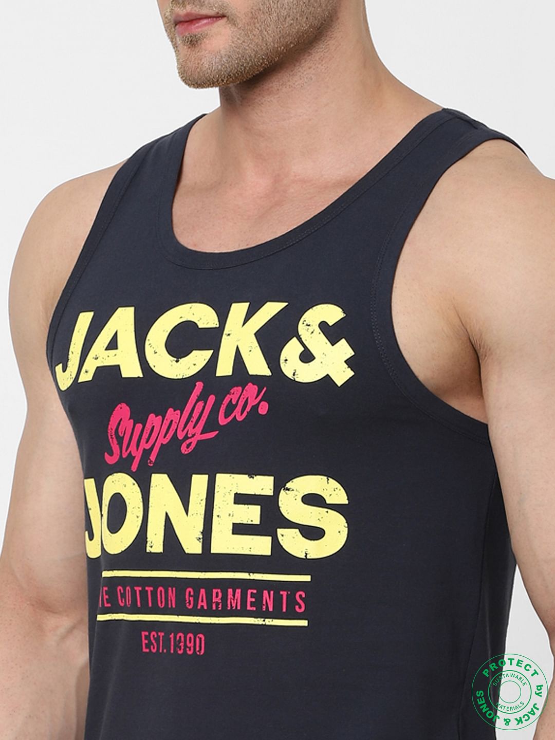 Dark Blue Logo Print Vest