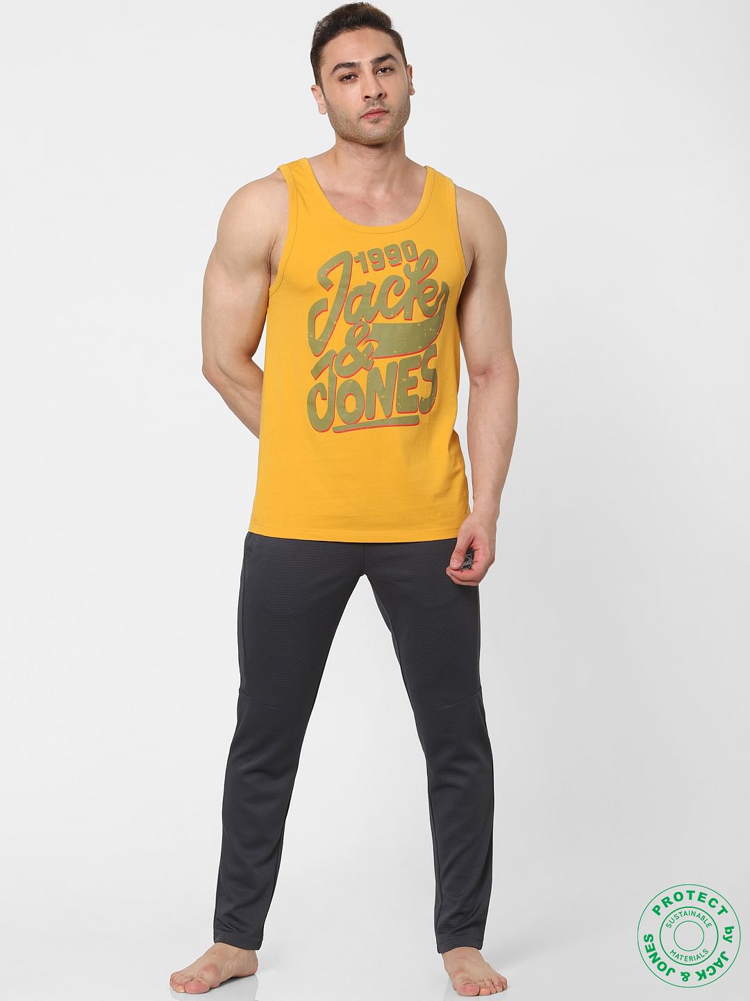 Yellow Logo Print Vest