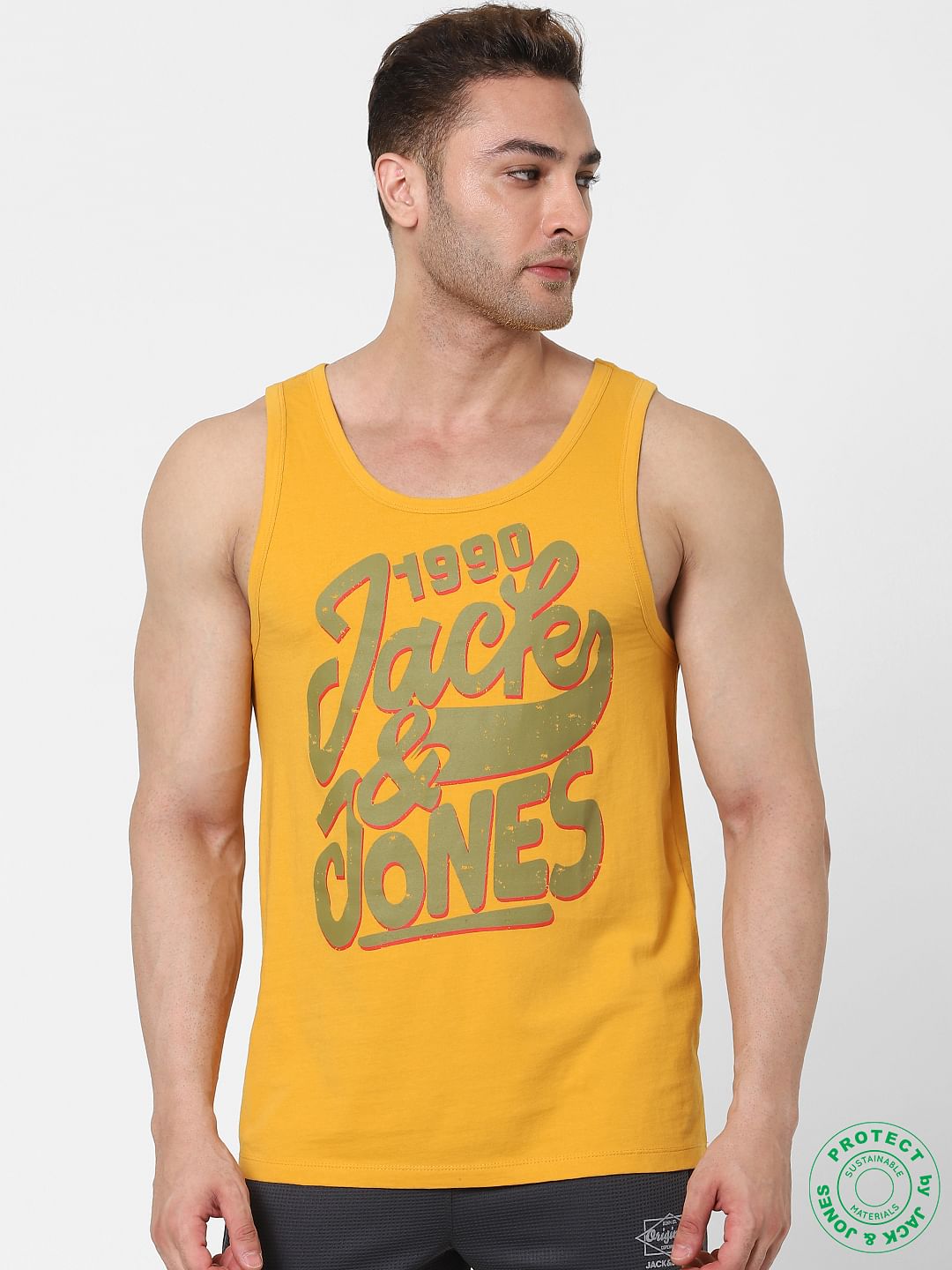 Yellow Logo Print Vest