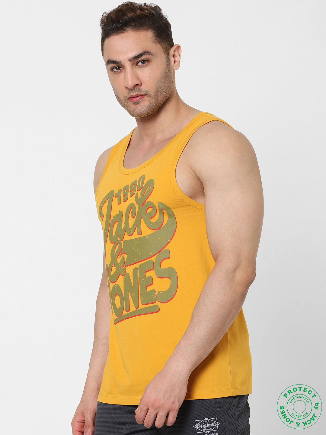 Yellow Logo Print Vest
