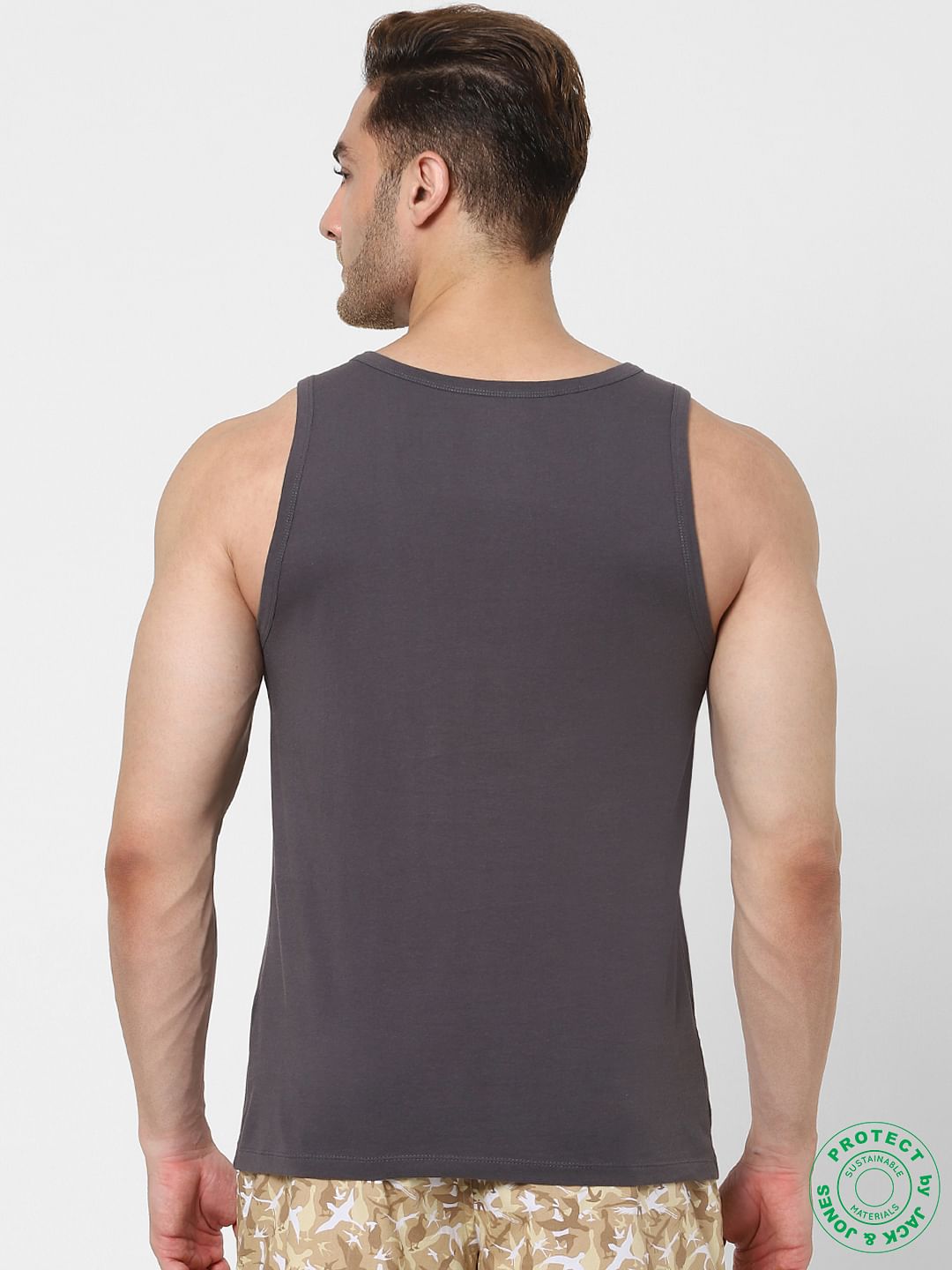 Grey Logo Print Vest