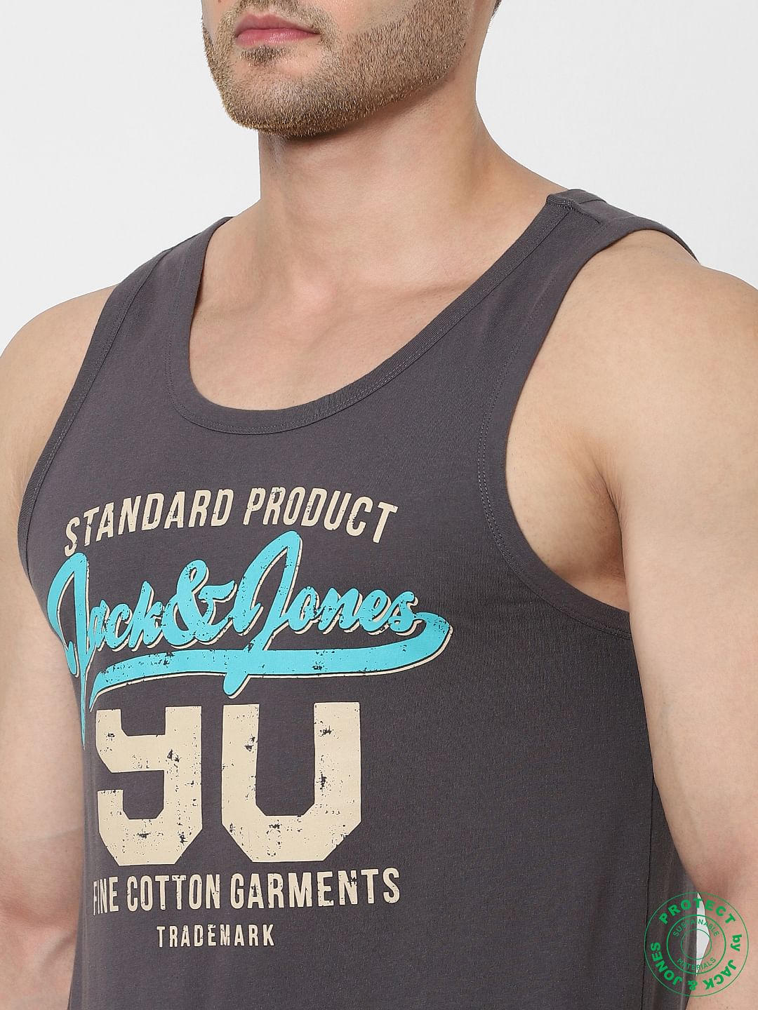 Grey Logo Print Vest