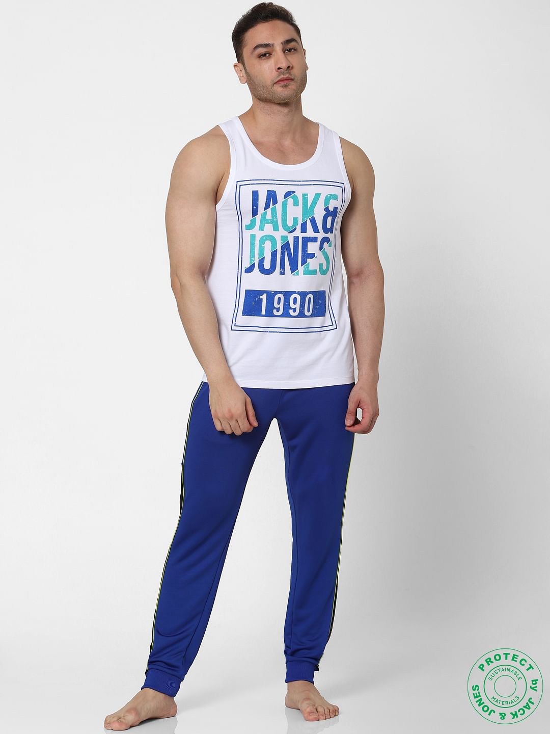 White Logo Print Vest