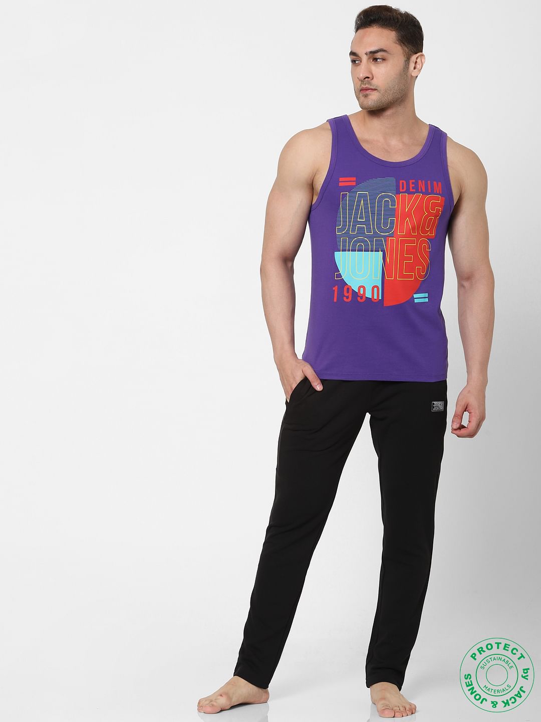 Purple Logo Print Vest