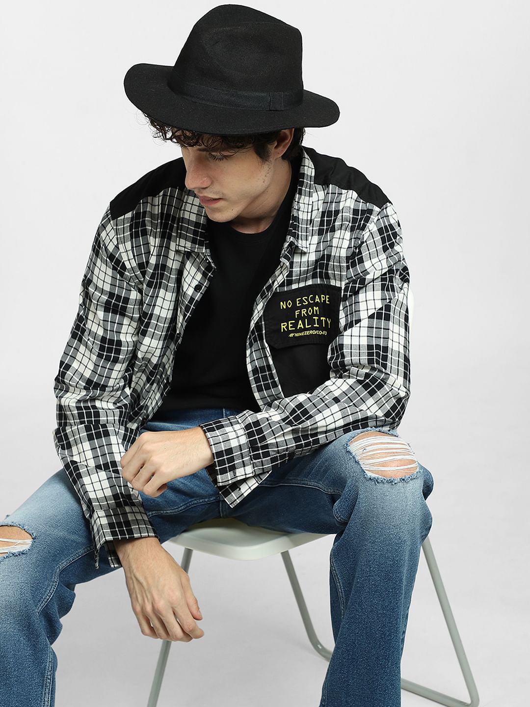 Black Fedora Hat - ONE