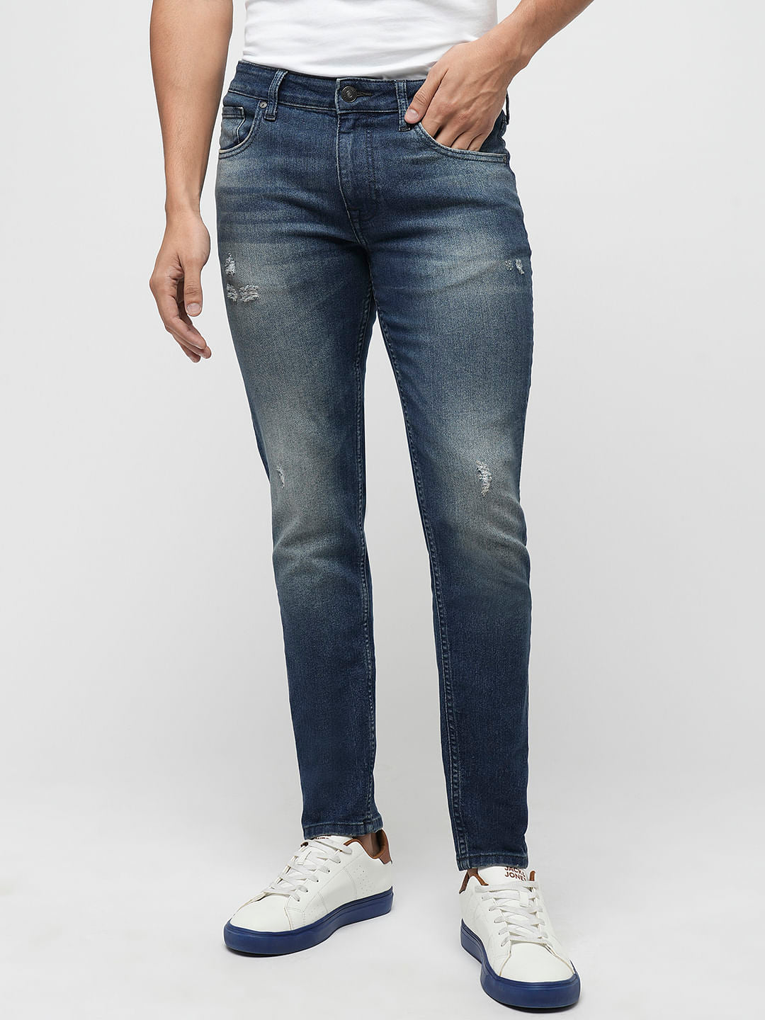 PRODUKT by JACK&JONES Blue Mildly Distressed Slim Jeans