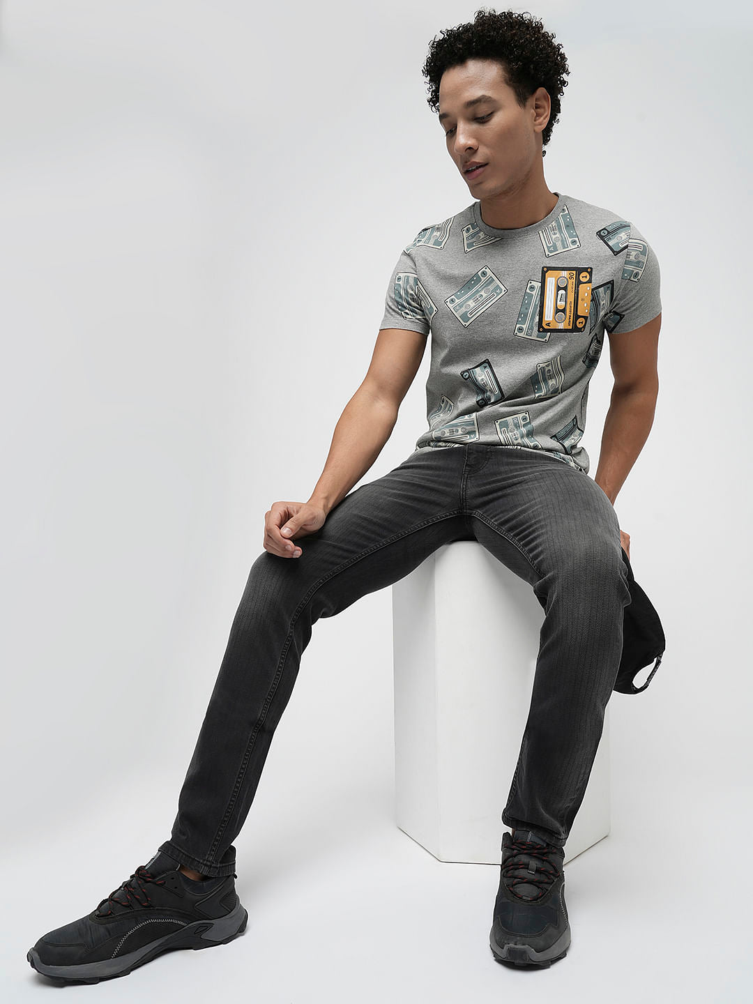 PRODUKT by JACK&JONES Black Mid Rise Striped Slim Jeans - 28