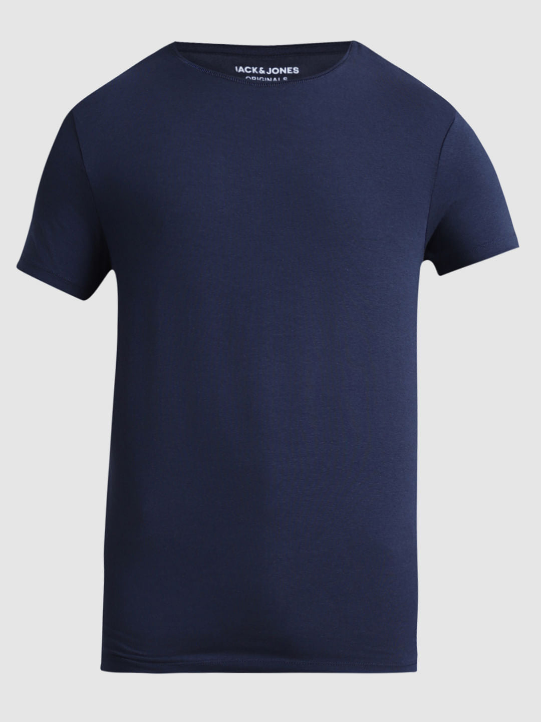 Dark Blue Basic Crew Neck T-shirt