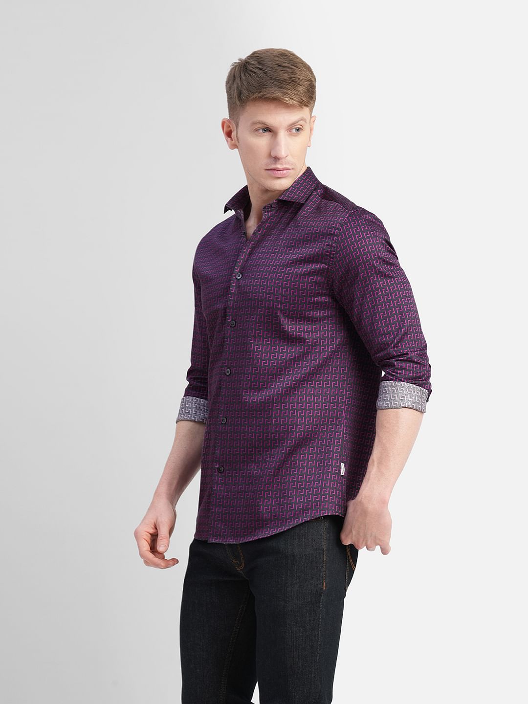 Black Printed Full Sleeves Shirt