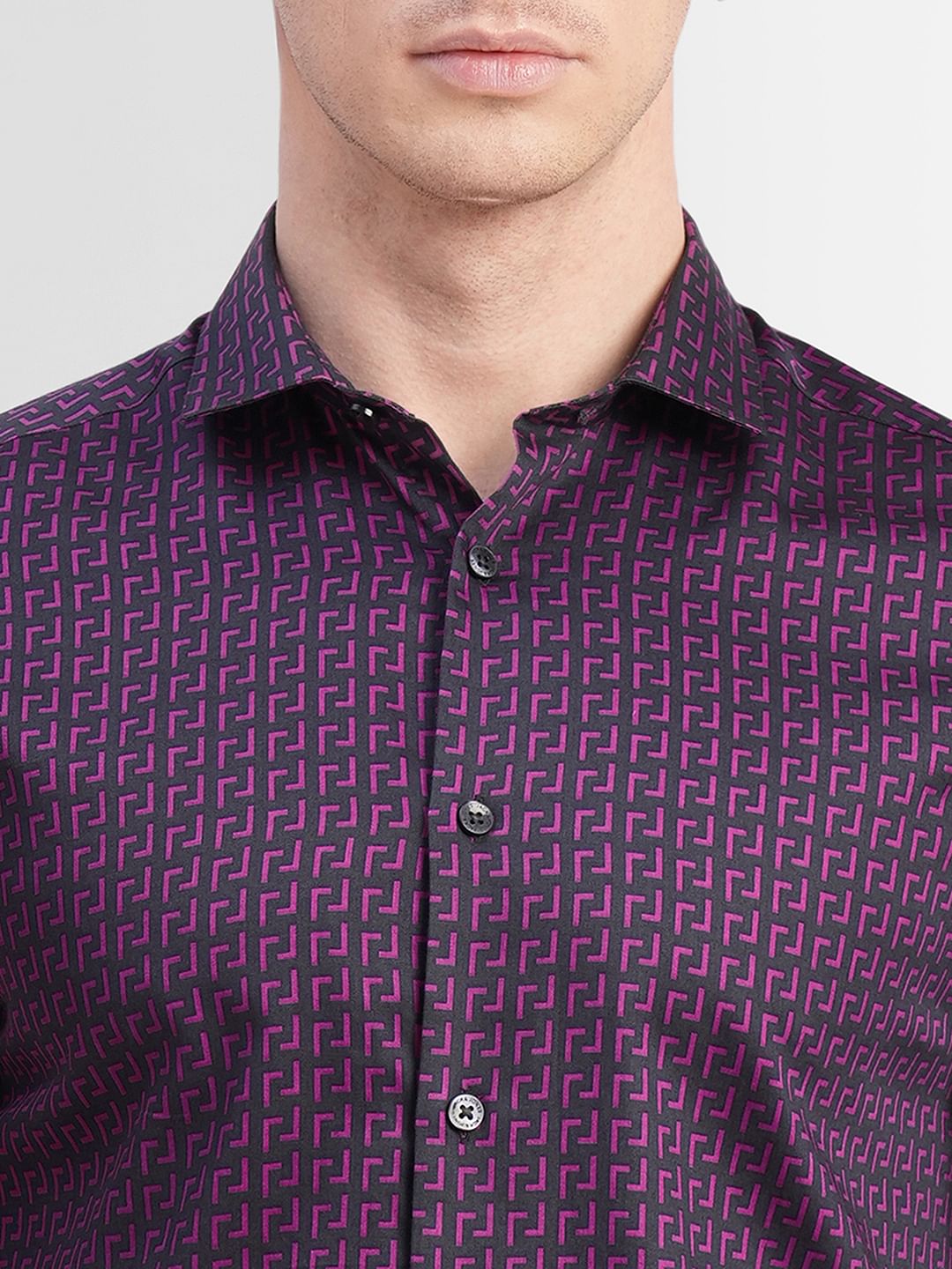 Black Printed Full Sleeves Shirt