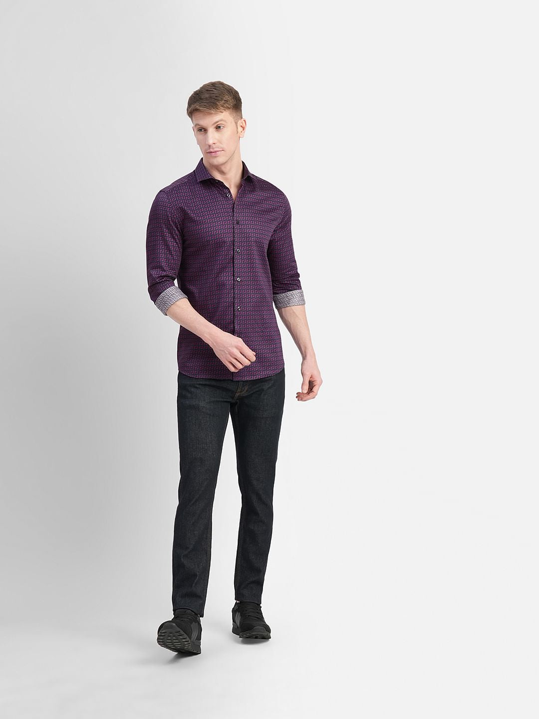 Black Printed Full Sleeves Shirt