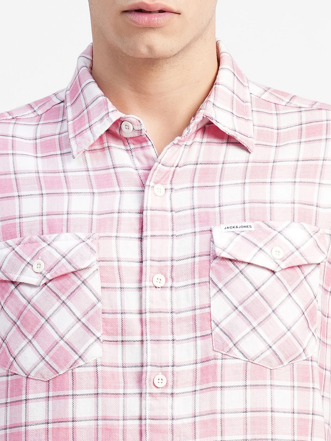 Pink Check Print Full Sleeves Shirt