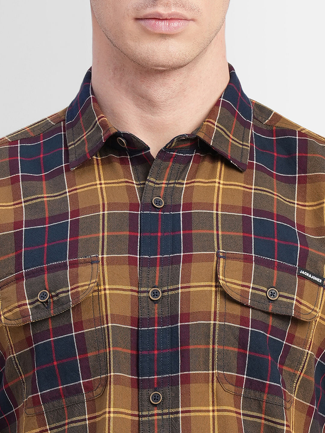 Brown Check Print Full Sleeves Shirt