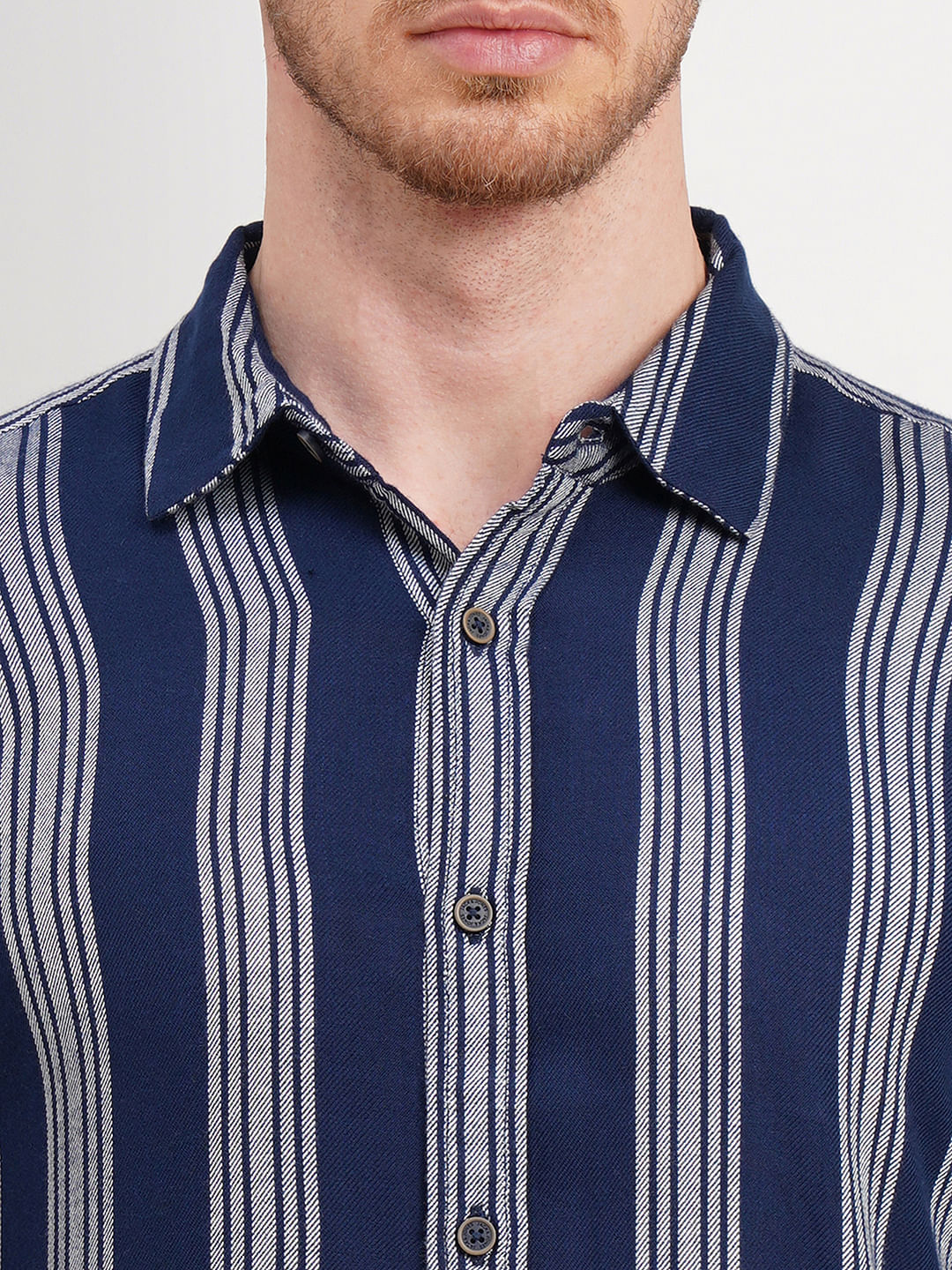 Blue Striped Full Sleeves Shirt