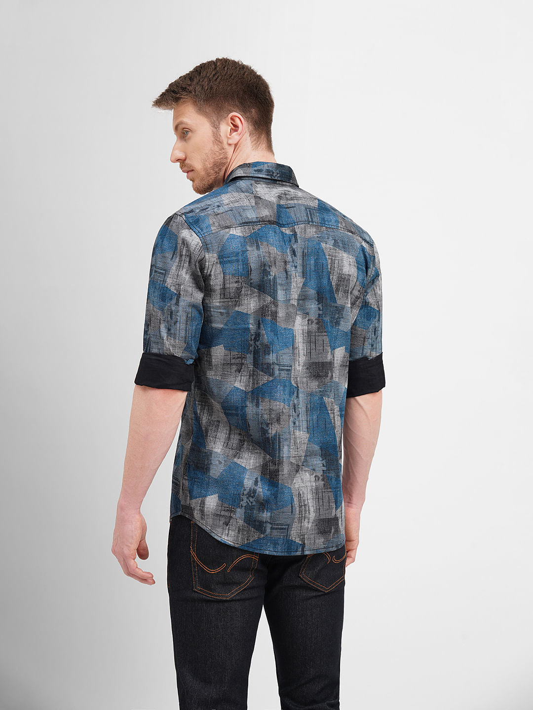 Blue Abstract Print Full Sleeves Shirt