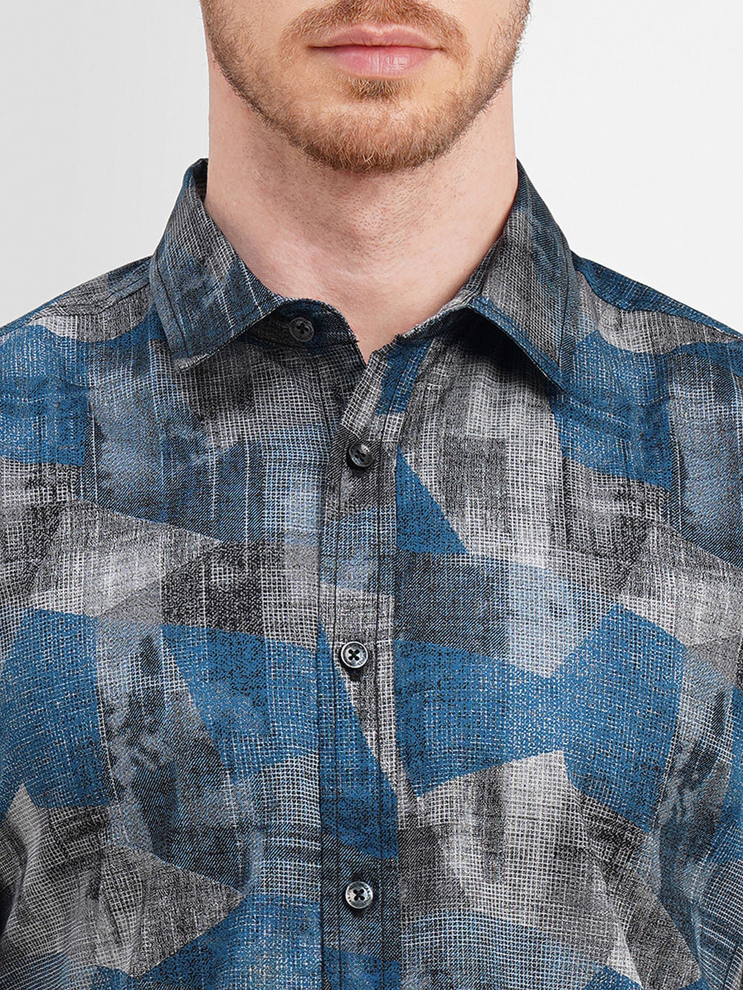 Blue Abstract Print Full Sleeves Shirt