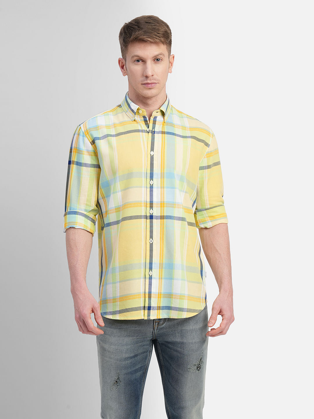 Green Check Print Full Sleeves Shirt