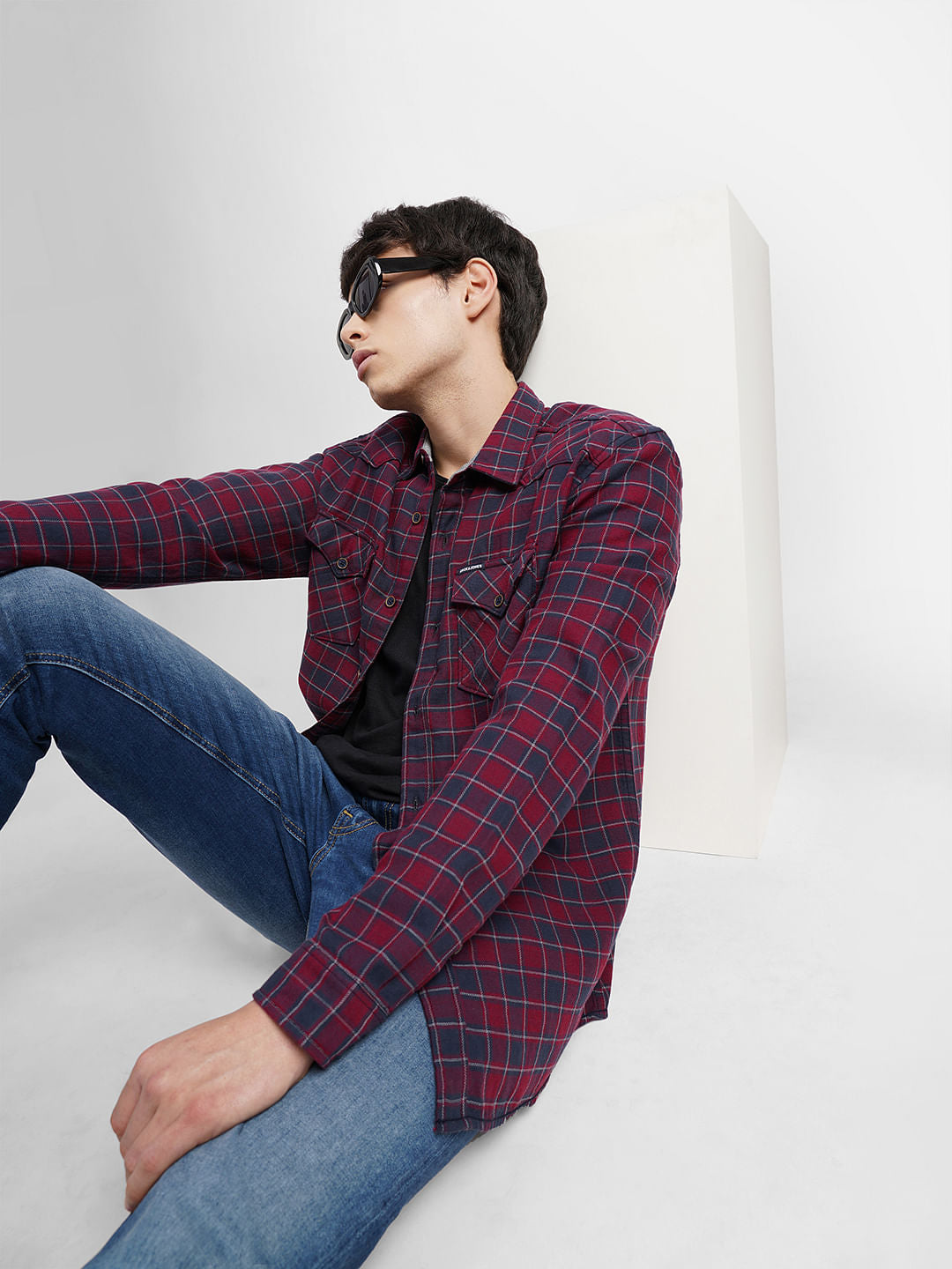 Red Check Full Sleeves Shirt - S