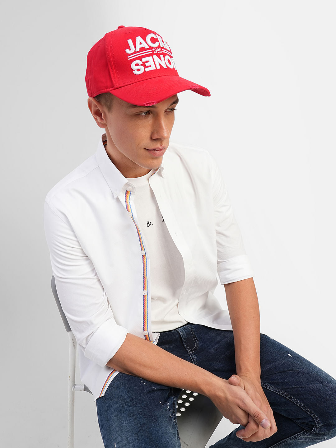 White Cotton Full Sleeves Shirt - S