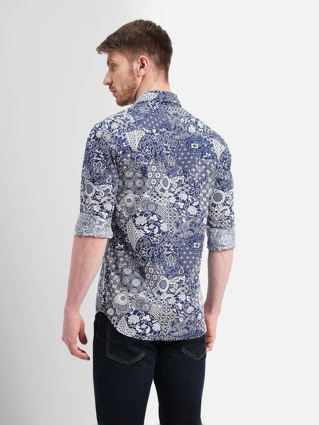 Blue All Over Print Full Sleeves Shirt