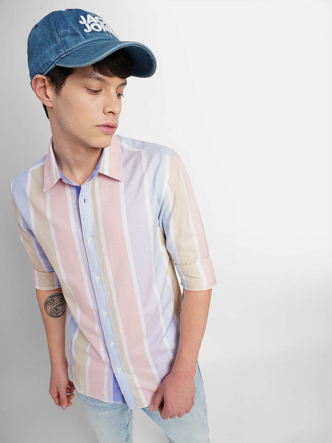White Striped Full Sleeves Shirt - S