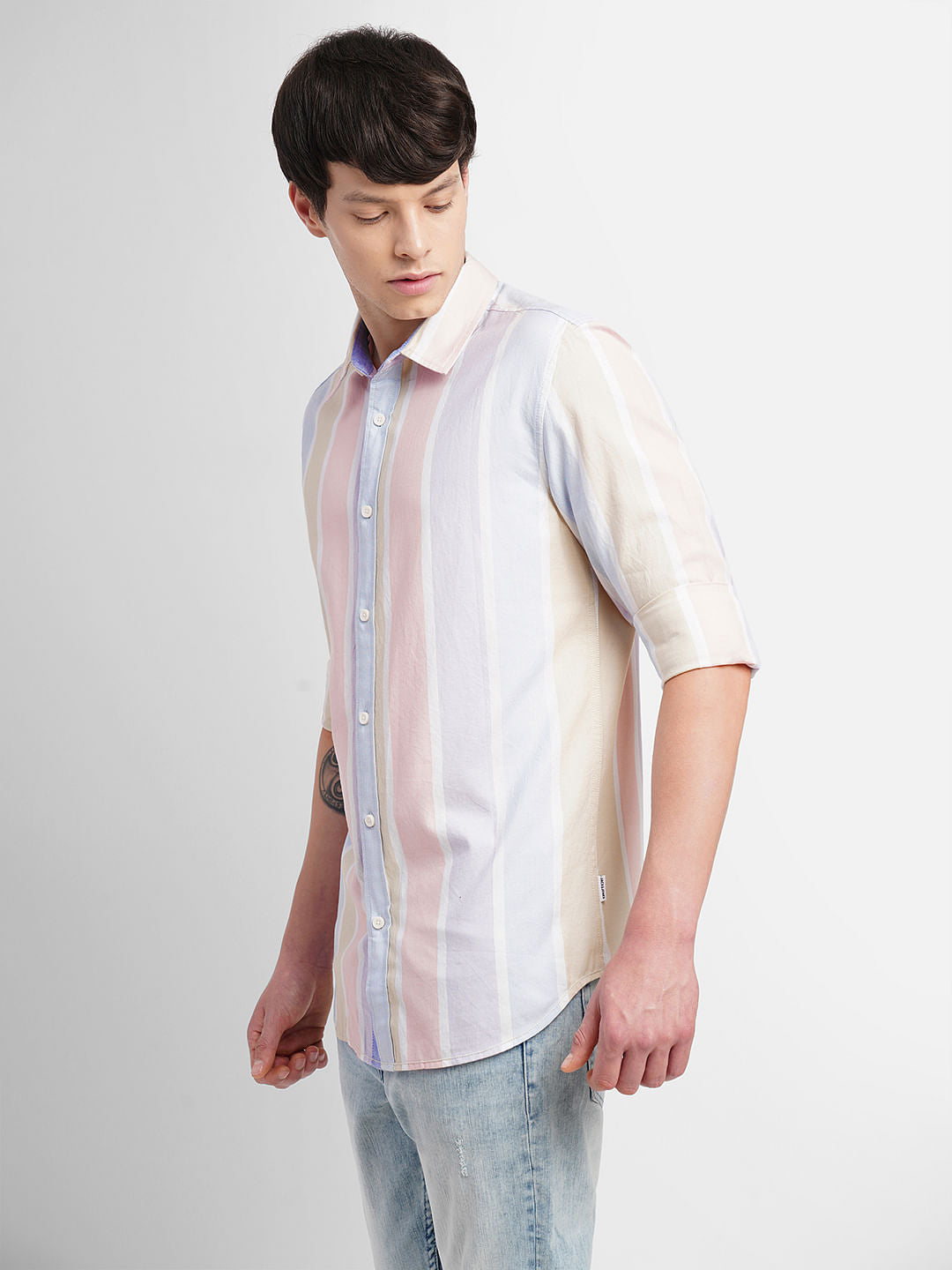 White Striped Full Sleeves Shirt