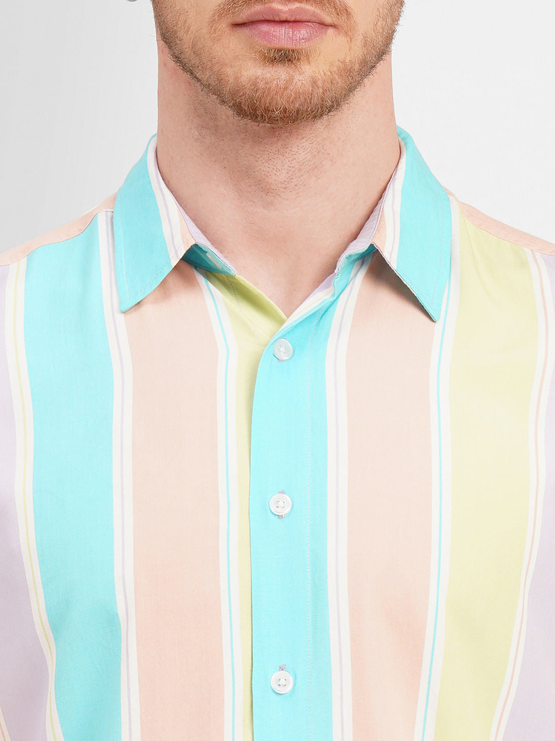 Purple Colourblocked Short Sleeves Shirt