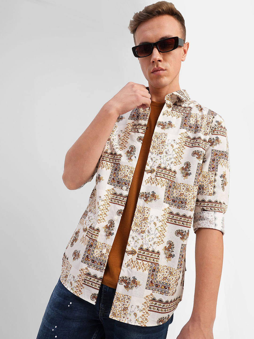 Off-White All Over Print Full Sleeves Shirt - S